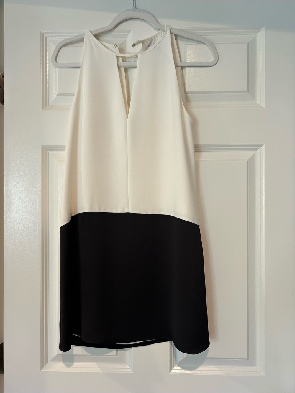 Parker Two-Tone Black and Cream Midi Dress